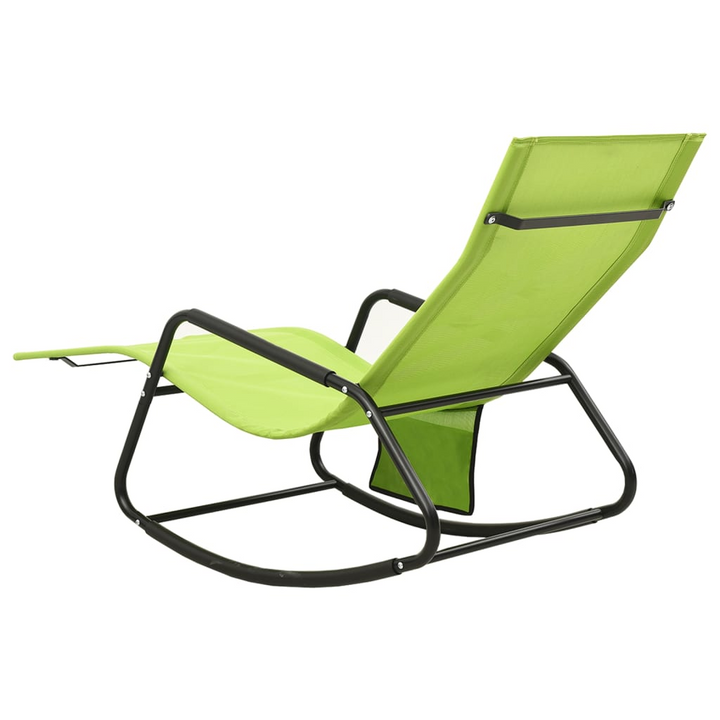 Green Sun Lounger - Steel Frame, Breathable Textilene Fabric, with Side Pocket - Premium Furniture from Home Treasures - Just £73.99! Shop now at Home Treasures