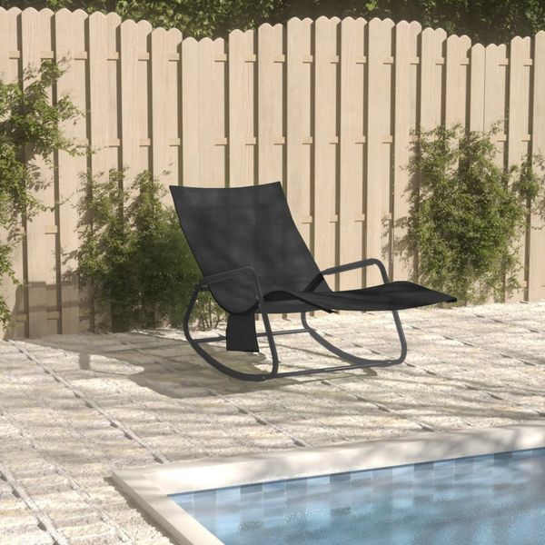 Black Sun Lounger – Durable Steel Frame & Textilene Fabric | Perfect for Outdoor Relaxation - Premium  from Home Treasures - Just £54.99! Shop now at Home Treasures