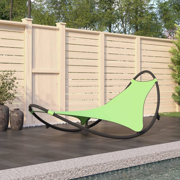 Rocking Sun Lounger with Wheels - Steel & Green Textilene Fabric - Outdoor Recliner for Garden, Patio & Poolside - Premium  from Home Treasures - Just £113.99! Shop now at Home Treasures