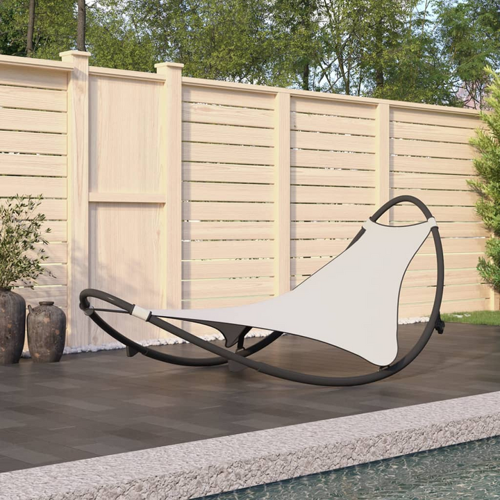 Rocking Sun Lounger with Wheels Steel & Textilene Fabric Cream - Premium  from Home Treasures - Just £93.99! Shop now at Home Treasures