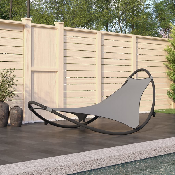 Rocking Sun Lounger with Wheels - Steel & Textilene Fabric Grey - Premium  from Home Treasures - Just £110.99! Shop now at Home Treasures