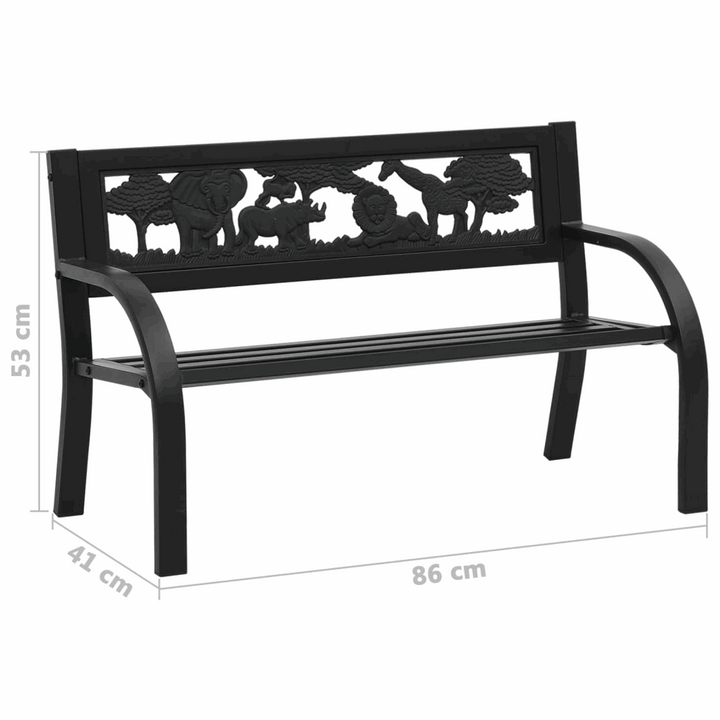 Charming Animal Patterned Children's Garden Bench - Sturdy Steel Construction, 86 x 41 x 53cm - Premium  from Home Treasures - Just £81.99! Shop now at Home Treasures