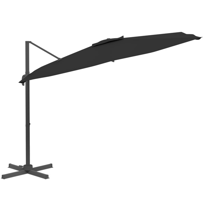 LED Cantilever Umbrella Black 400x300 cm | Solar-Powered LED Patio Umbrella with UV Protection, Tilt & Rotate, Water-Resistant Fabric, Crank System - Premium  from Home Treasures - Just £263.99! Shop now at Home Treasures