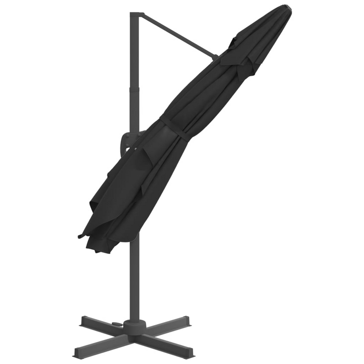 LED Cantilever Umbrella Black 400x300 cm | Solar-Powered LED Patio Umbrella with UV Protection, Tilt & Rotate, Water-Resistant Fabric, Crank System - Premium  from Home Treasures - Just £263.99! Shop now at Home Treasures