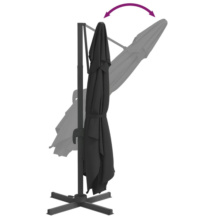 LED Cantilever Umbrella Black 400x300 cm | Solar-Powered LED Patio Umbrella with UV Protection, Tilt & Rotate, Water-Resistant Fabric, Crank System - Premium  from Home Treasures - Just £263.99! Shop now at Home Treasures