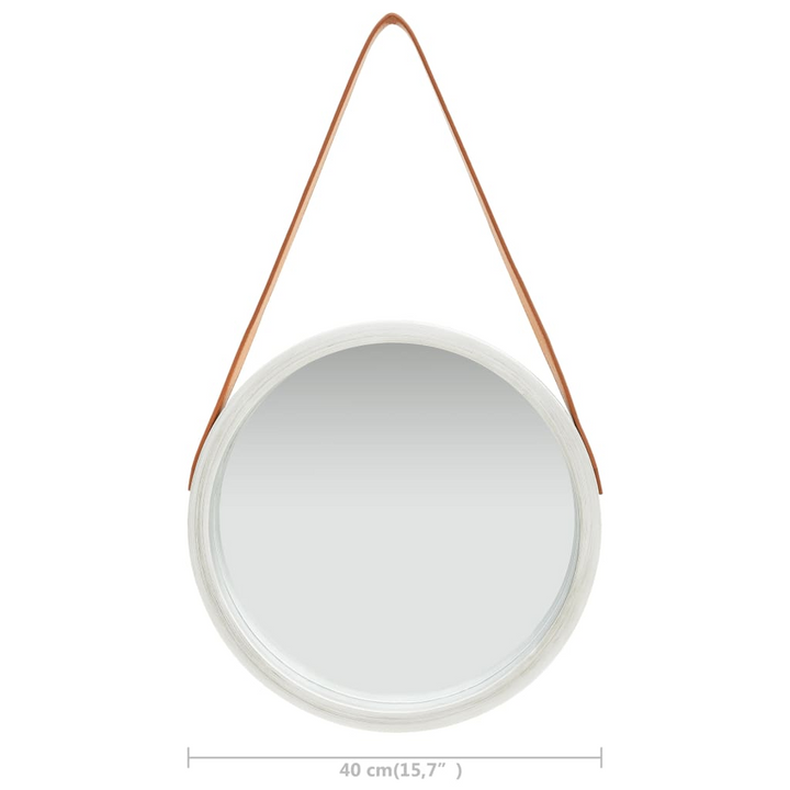 Silver Wall Mirror with Adjustable Faux Leather Strap - Modern Vintage Round Design - Premium  from Home Treasures - Just £34.99! Shop now at Home Treasures