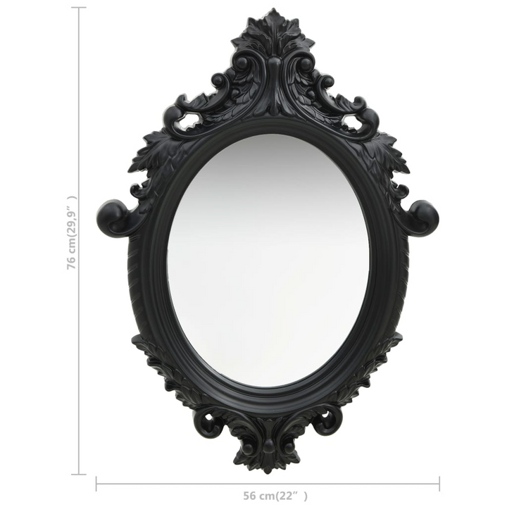 Castle Style Wall Mirror - Elegant Black Oval with Classic Ornate Frame, 56x76 cm - Premium  from Home Treasures - Just £71.99! Shop now at Home Treasures