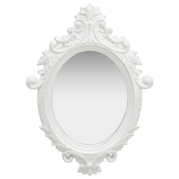 Elegant Castle Style Wall Mirror - 56x76 cm, White Ornate Frame, Antique Oval Shape with Mounting Hook - Premium  from Home Treasures - Just £60.99! Shop now at Home Treasures