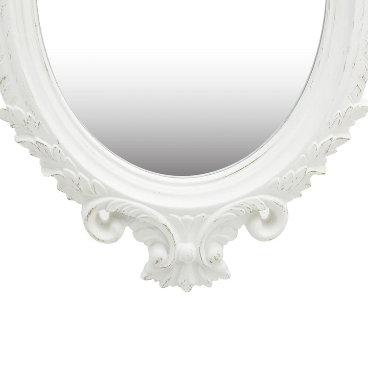 Elegant Castle Style Wall Mirror - 56x76 cm, White Ornate Frame, Antique Oval Shape with Mounting Hook - Premium  from Home Treasures - Just £60.99! Shop now at Home Treasures