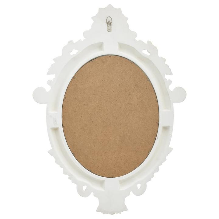 Elegant Castle Style Wall Mirror - 56x76 cm, White Ornate Frame, Antique Oval Shape with Mounting Hook - Premium  from Home Treasures - Just £60.99! Shop now at Home Treasures