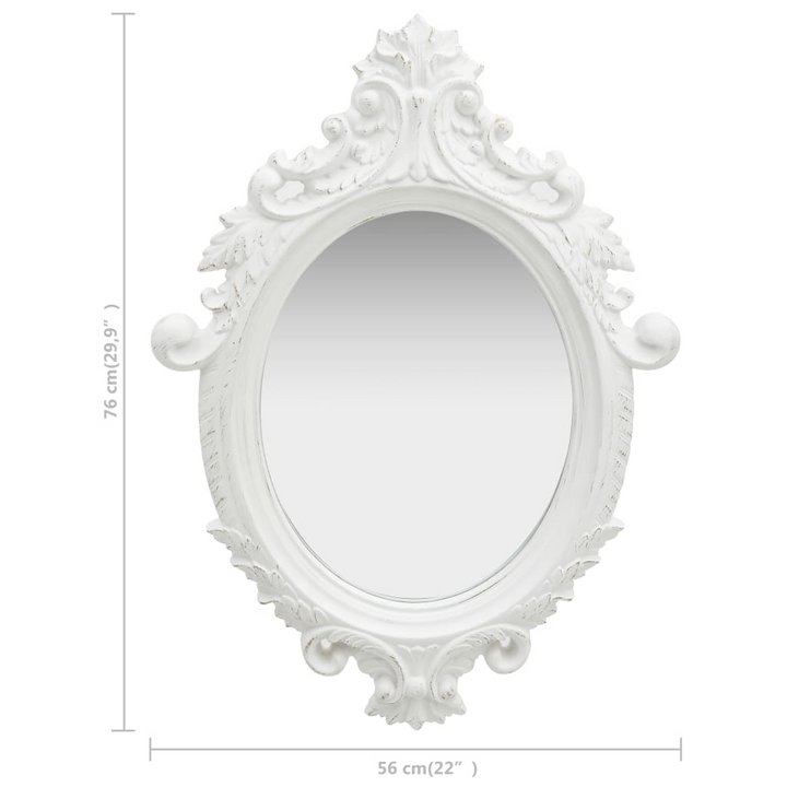 Elegant Castle Style Wall Mirror - 56x76 cm, White Ornate Frame, Antique Oval Shape with Mounting Hook - Premium  from Home Treasures - Just £60.99! Shop now at Home Treasures