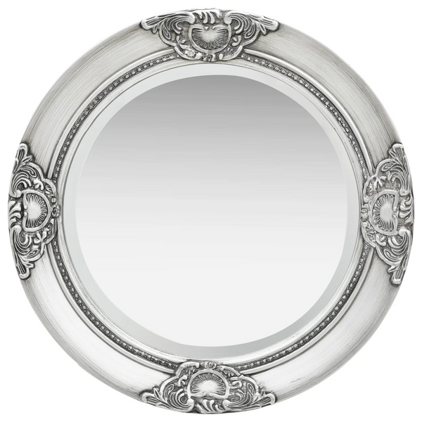 50 cm Baroque Style Round Wall Mirror in Silver - Antique-Look Decorative Mirror - Premium  from Home Treasures - Just £40.99! Shop now at Home Treasures