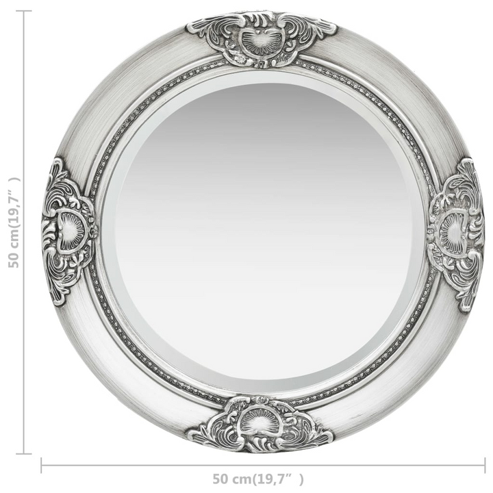 50 cm Baroque Style Round Wall Mirror in Silver - Antique-Look Decorative Mirror - Premium  from Home Treasures - Just £40.99! Shop now at Home Treasures