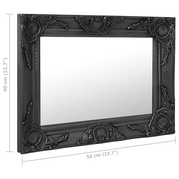 Elegant Baroque Style Wall Mirror in Black - 50x40 cm, Ornate Wooden Frame | Antique Decor - Premium  from Home Treasures - Just £40.99! Shop now at Home Treasures