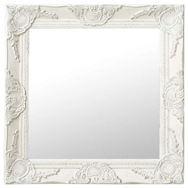 Elegant Baroque Style Wall Mirror - 50x50 cm, White - Ornate Wooden Frame, Classic Decorative Mirror - Premium  from Home Treasures - Just £40.99! Shop now at Home Treasures