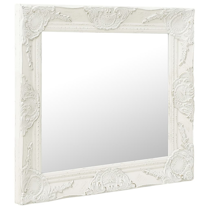 Elegant Baroque Style Wall Mirror - 50x50 cm, White - Ornate Wooden Frame, Classic Decorative Mirror - Premium  from Home Treasures - Just £40.99! Shop now at Home Treasures