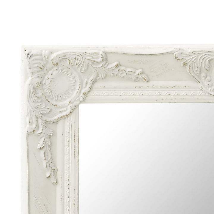 Elegant Baroque Style Wall Mirror - 50x50 cm, White - Ornate Wooden Frame, Classic Decorative Mirror - Premium  from Home Treasures - Just £40.99! Shop now at Home Treasures