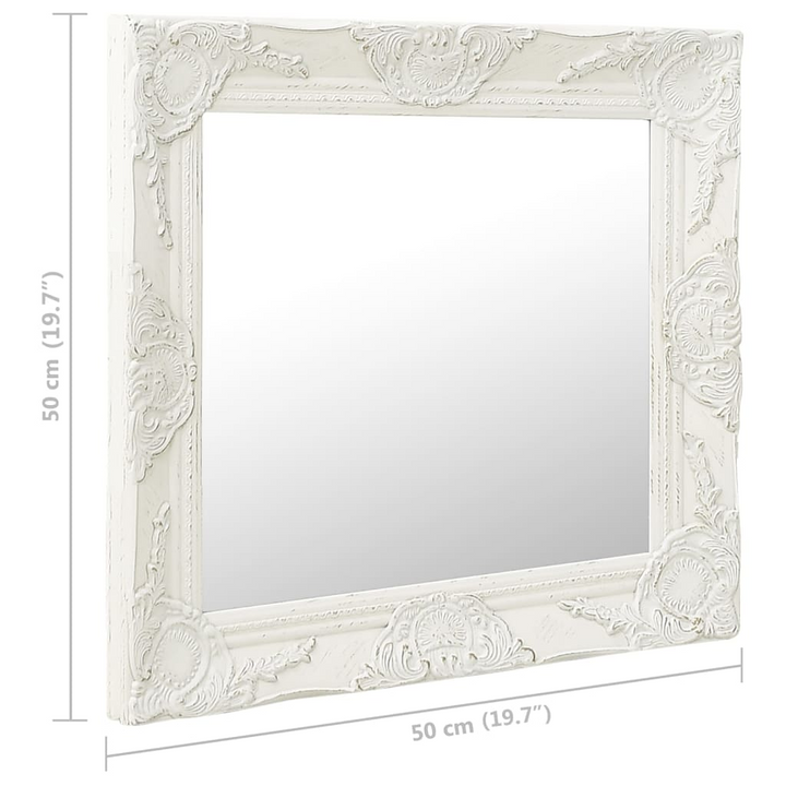 Elegant Baroque Style Wall Mirror - 50x50 cm, White - Ornate Wooden Frame, Classic Decorative Mirror - Premium  from Home Treasures - Just £40.99! Shop now at Home Treasures