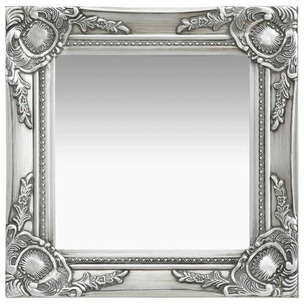 Elegant Baroque Style Wall Mirror 40x40 cm in Silver - Intricately Ornate Frame, Antique Look, Ready to Hang - Premium  from Home Treasures - Just £33.99! Shop now at Home Treasures