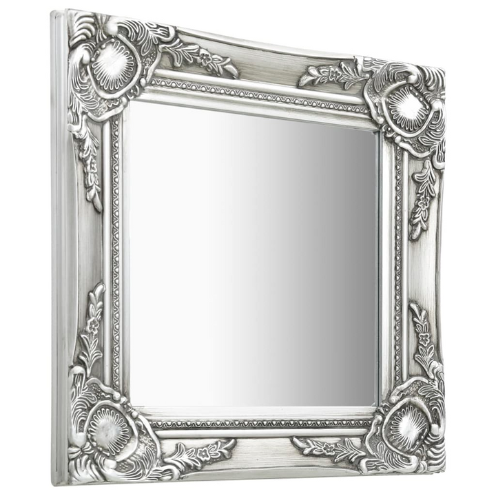 Elegant Baroque Style Wall Mirror 40x40 cm in Silver - Intricately Ornate Frame, Antique Look, Ready to Hang - Premium  from Home Treasures - Just £33.99! Shop now at Home Treasures