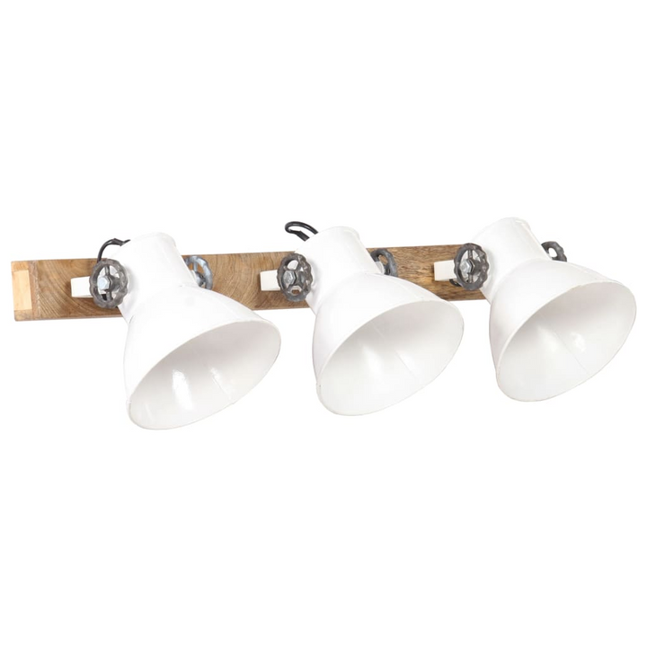 Rustic Industrial Wall Lamp, White & Brown, 3 Lampshades, 65x25 cm, E27 Socket - Perfect for Living Rooms & Bedrooms - Premium  from Home Treasures - Just £70.99! Shop now at Home Treasures