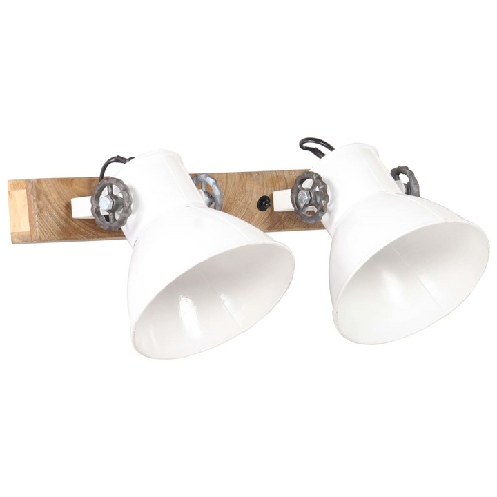 Industrial Wall Lamp in White with Dual 17cm Iron Shades, 45x25 cm, E27 Socket - Perfect for Living Room, Dining Room, and Bedrooms - Premium  from Home Treasures - Just £51.99! Shop now at Home Treasures