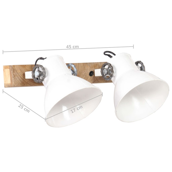 Industrial Wall Lamp in White with Dual 17cm Iron Shades, 45x25 cm, E27 Socket - Perfect for Living Room, Dining Room, and Bedrooms - Premium  from Home Treasures - Just £51.99! Shop now at Home Treasures