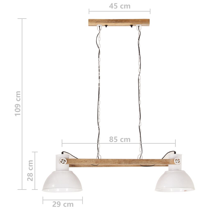 Industrial Hanging Lamp - 25W, White, 109 cm, E27 Socket - Perfect for Living Rooms & Dining Rooms - Premium  from Home Treasures - Just £100.99! Shop now at Home Treasures