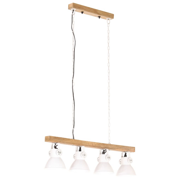 Industrial Ceiling Lamp - White E27 Mango Wood Fixture with 4 Iron Shades - Premium  from Home Treasures - Just £66.99! Shop now at Home Treasures