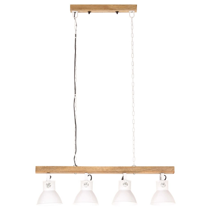 Industrial Ceiling Lamp - White E27 Mango Wood Fixture with 4 Iron Shades - Premium  from Home Treasures - Just £66.99! Shop now at Home Treasures