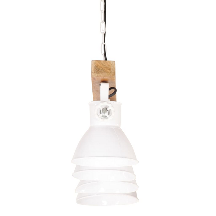 Industrial Ceiling Lamp - White E27 Mango Wood Fixture with 4 Iron Shades - Premium  from Home Treasures - Just £66.99! Shop now at Home Treasures