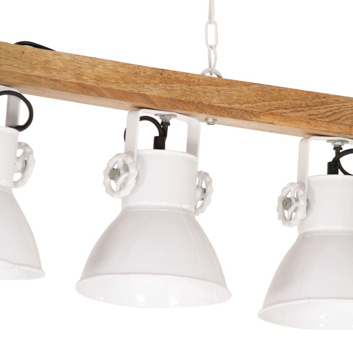 Industrial Ceiling Lamp - White E27 Mango Wood Fixture with 4 Iron Shades - Premium  from Home Treasures - Just £66.99! Shop now at Home Treasures