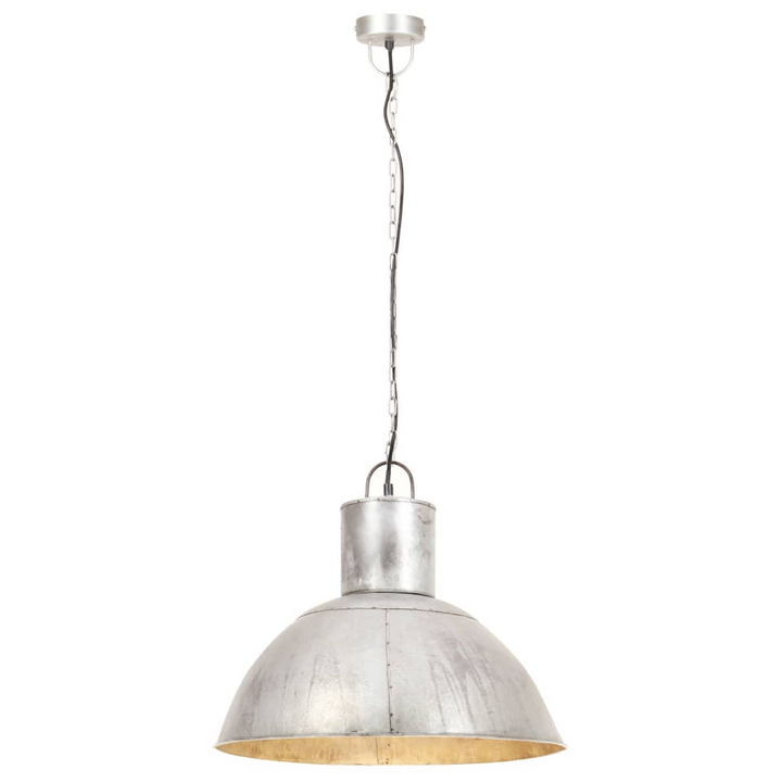 Stylish Hanging Lamp - 25W Silver Round | 48cm E27 Bulb Socket | Industrial Design - Premium  from Home Treasures - Just £77.99! Shop now at Home Treasures