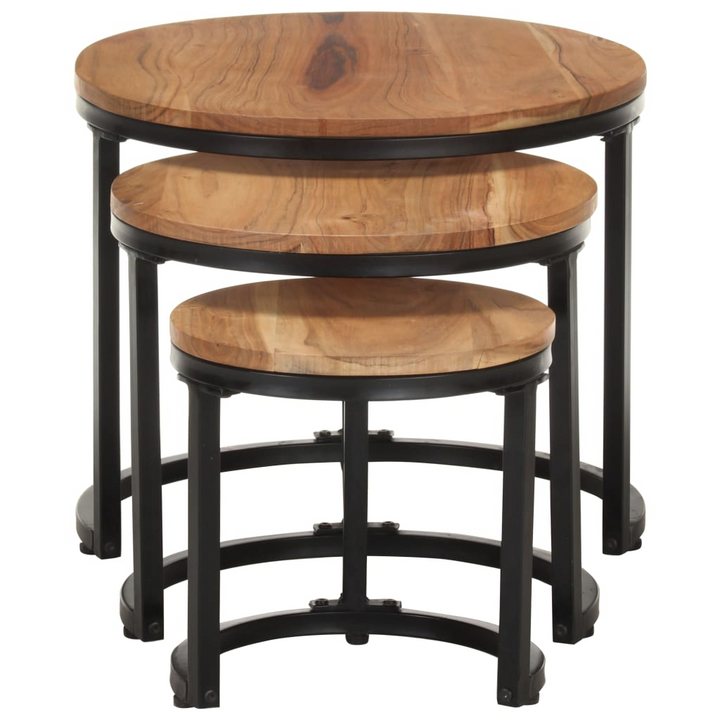 Solid Acacia Side Tables, Set of 3 - Nesting Design, Industrial Charm, Space-Saving Solution - Premium  from Home Treasures - Just £100.99! Shop now at Home Treasures