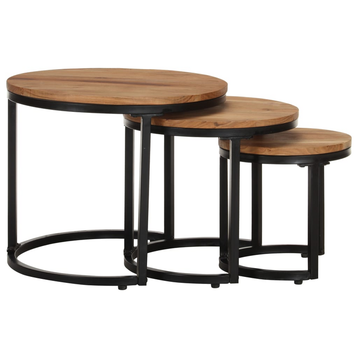 Solid Acacia Side Tables, Set of 3 - Nesting Design, Industrial Charm, Space-Saving Solution - Premium  from Home Treasures - Just £100.99! Shop now at Home Treasures