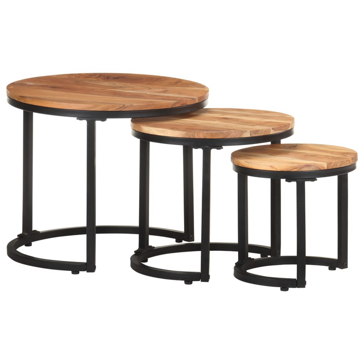 Solid Acacia Side Tables, Set of 3 - Nesting Design, Industrial Charm, Space-Saving Solution - Premium  from Home Treasures - Just £100.99! Shop now at Home Treasures