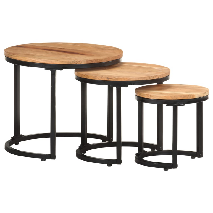 Solid Acacia Side Tables, Set of 3 - Nesting Design, Industrial Charm, Space-Saving Solution - Premium  from Home Treasures - Just £100.99! Shop now at Home Treasures