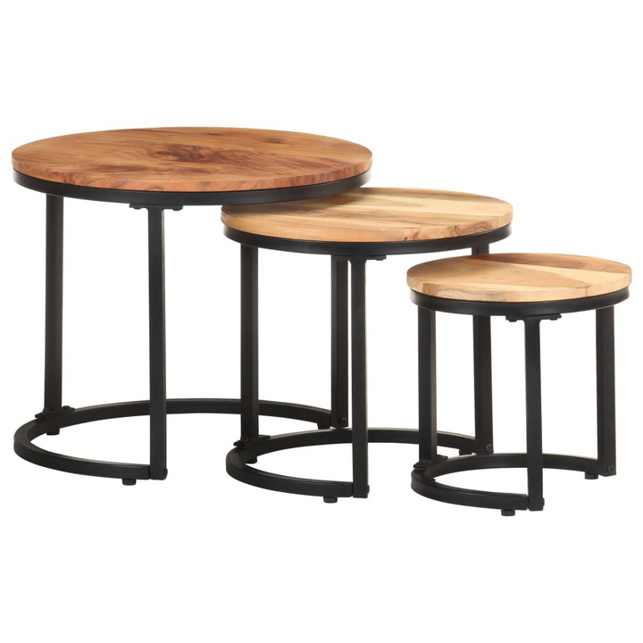 Solid Acacia Side Tables, Set of 3 - Nesting Design, Industrial Charm, Space-Saving Solution - Premium  from Home Treasures - Just £100.99! Shop now at Home Treasures