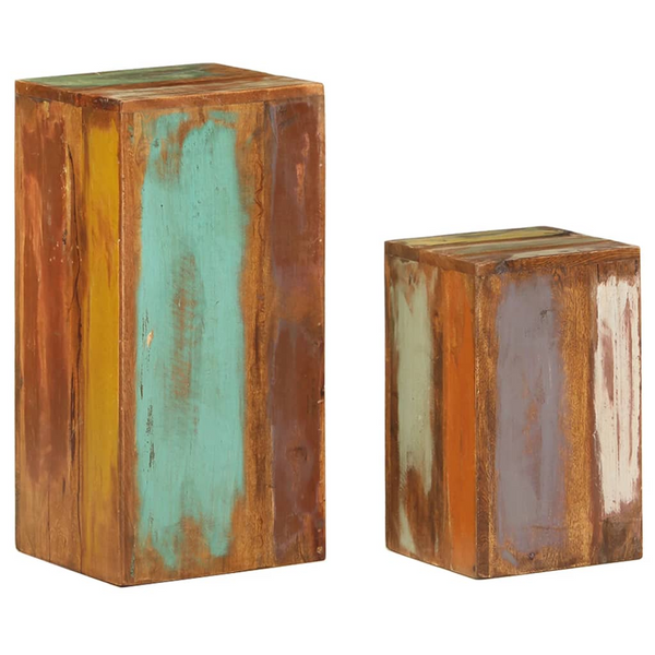 Eco-Friendly Reclaimed Wood Side Tables, Set of 2 (Multi-Coloured) - Unique Handmade Furniture for Home Decor - Premium  from Home Treasures - Just £90.99! Shop now at Home Treasures