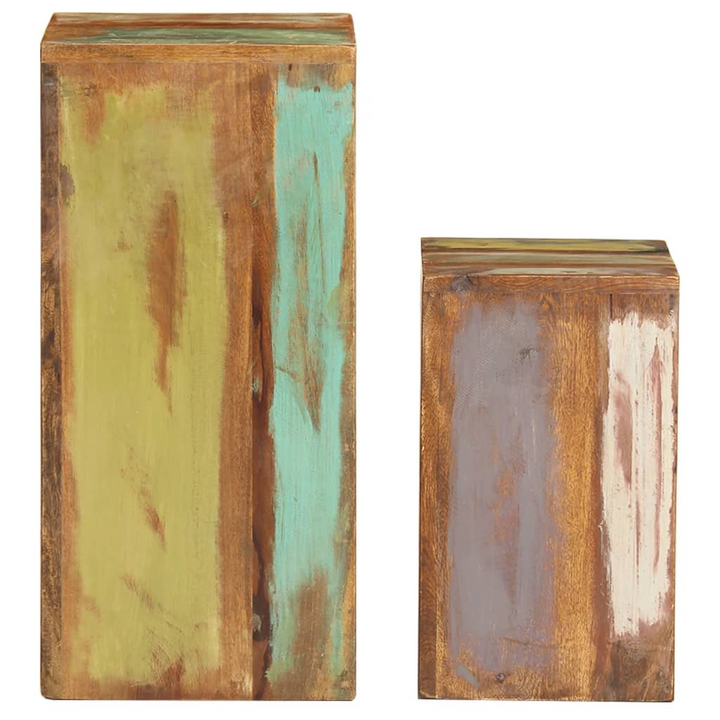 Eco-Friendly Reclaimed Wood Side Tables, Set of 2 (Multi-Coloured) - Unique Handmade Furniture for Home Decor - Premium  from Home Treasures - Just £90.99! Shop now at Home Treasures