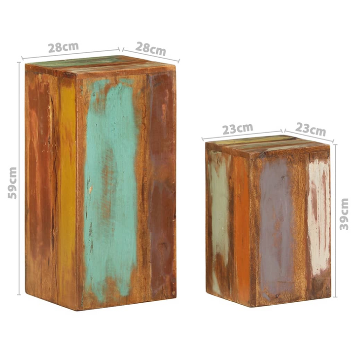 Eco-Friendly Reclaimed Wood Side Tables, Set of 2 (Multi-Coloured) - Unique Handmade Furniture for Home Decor - Premium  from Home Treasures - Just £90.99! Shop now at Home Treasures