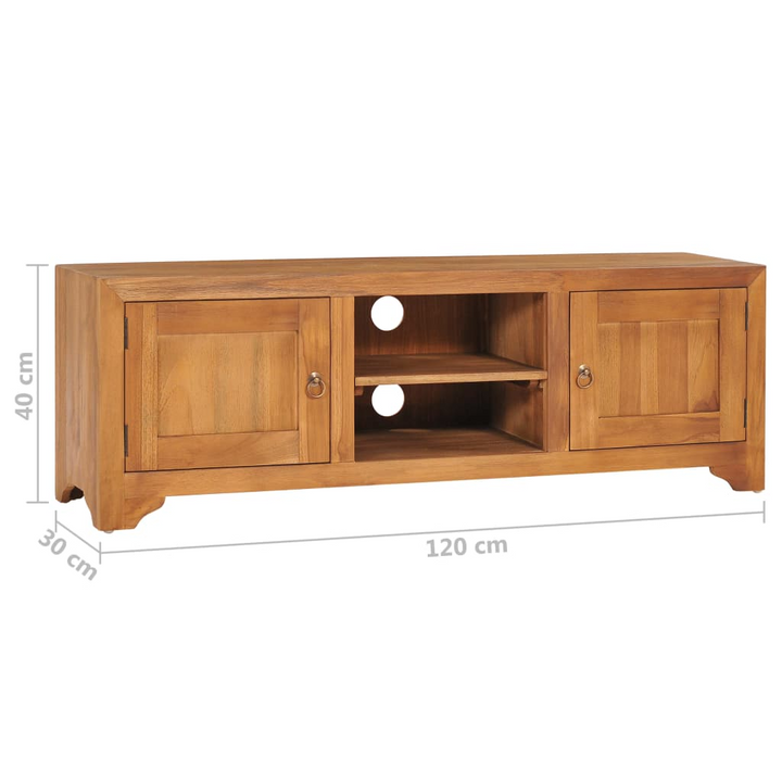 Solid Teak Wood TV Unit - Elegant 120 x 30 x 40cm Media Console with Ample Storage & Durable Construction - Premium  from Home Treasures - Just £218.99! Shop now at Home Treasures