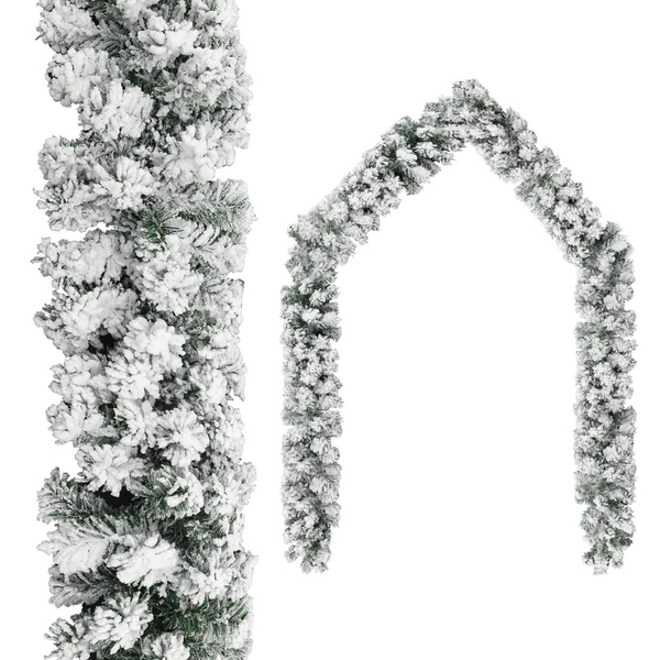 Green Christmas Garland with Flocked Snow - Indoor & Outdoor PVC Holiday Decoration - Premium  from Home Treasures - Just £53.99! Shop now at Home Treasures