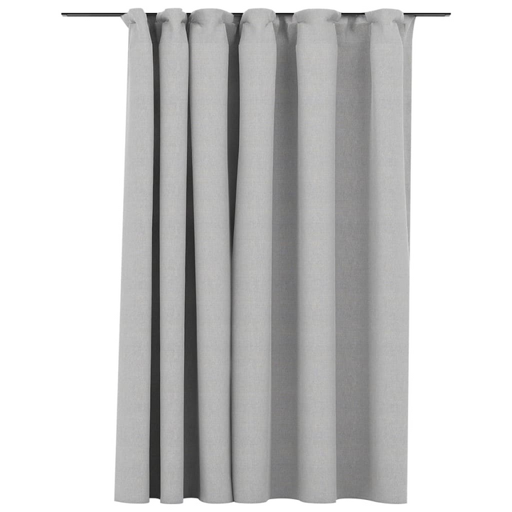 Linen-Look Blackout Curtain with Hooks - Grey - 290x245 cm - Premium Privacy & Comfort - Premium  from Home Treasures - Just £47.99! Shop now at Home Treasures