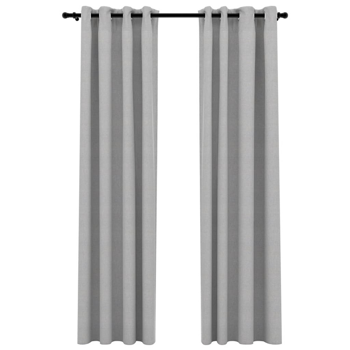 Linen-Look Blackout Curtains with Grommets - 2pcs, Grey, 140x245cm - Premium Light-Blocking Drapes for Privacy and Style - Premium  from Home Treasures - Just £46.99! Shop now at Home Treasures