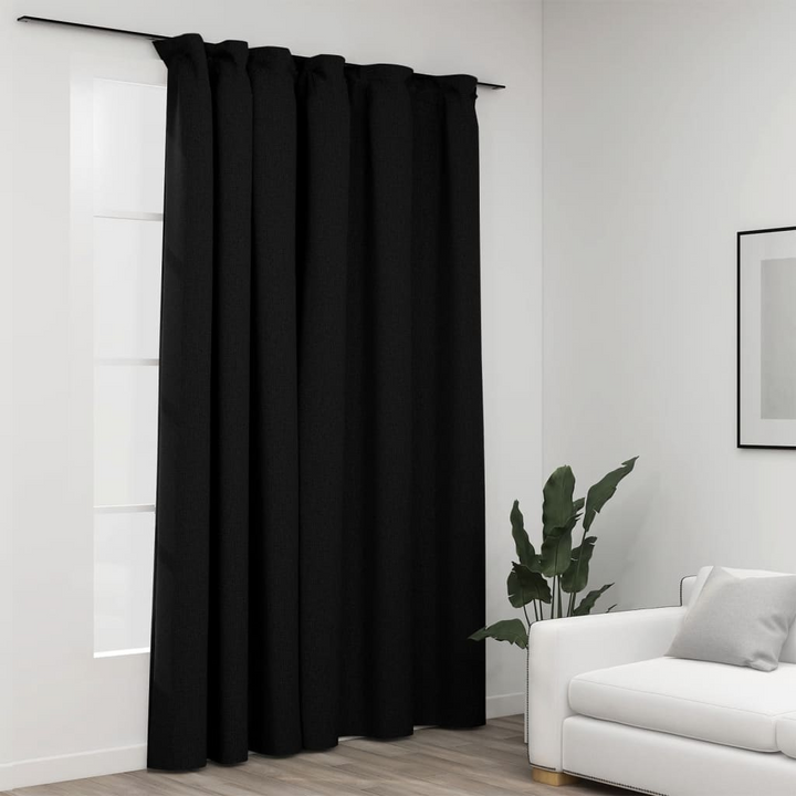 Premium Blackout Curtain with Metal Hooks, Linen-Look, Anthracite, 290x245 cm - Perfect for Living Room, Bedroom, Office - Premium  from Home Treasures - Just £36.99! Shop now at Home Treasures