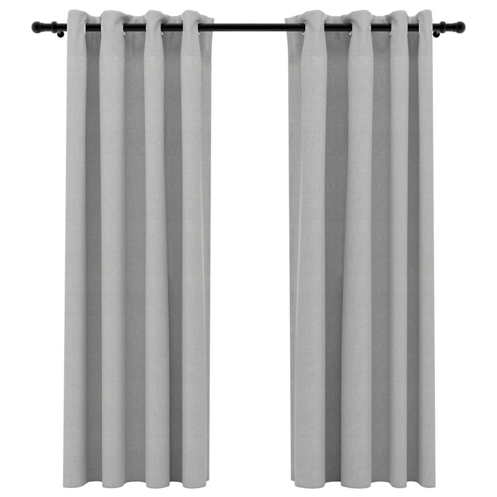 Grey Linen-Look Blackout Curtains with Grommets - Set of 2, 140x175 cm | Stylish & Functional Window Treatments - Premium  from Home Treasures - Just £38.99! Shop now at Home Treasures