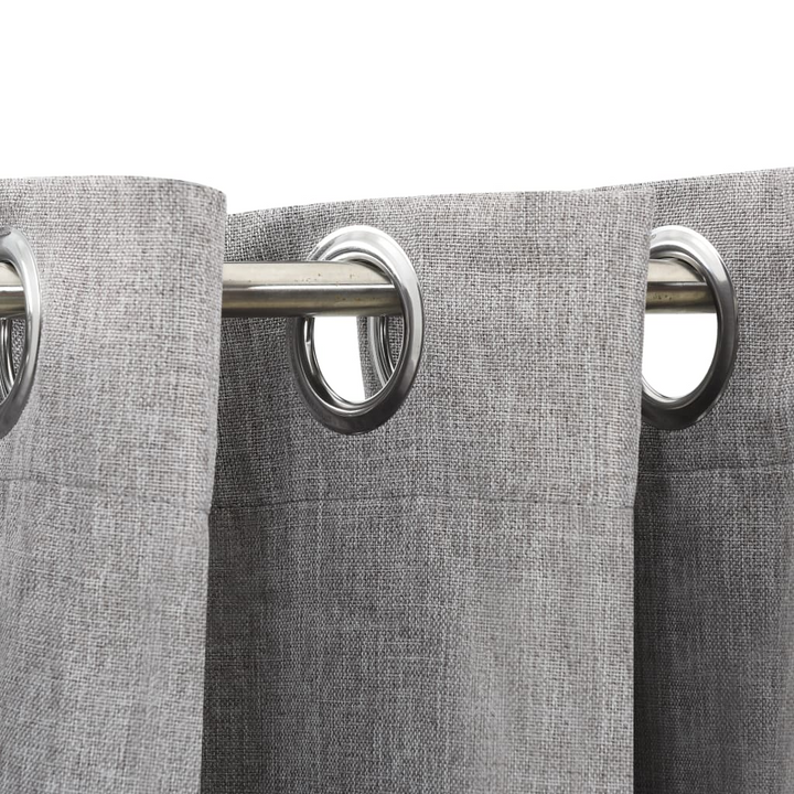 Grey Linen-Look Blackout Curtains with Grommets - Set of 2, 140x175 cm | Stylish & Functional Window Treatments - Premium  from Home Treasures - Just £38.99! Shop now at Home Treasures