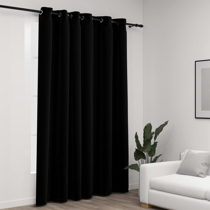 Linen-Look Blackout Curtains - 290x245cm, Grommets, Black - Premium Quality, Easy Installation - Premium  from Home Treasures - Just £50.99! Shop now at Home Treasures