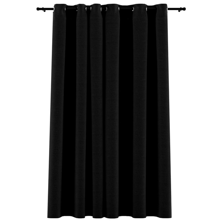 Linen-Look Blackout Curtains - 290x245cm, Grommets, Black - Premium Quality, Easy Installation - Premium  from Home Treasures - Just £50.99! Shop now at Home Treasures